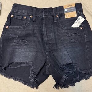 Aeropostale Black Distressed Jean Shorts High-Waisted